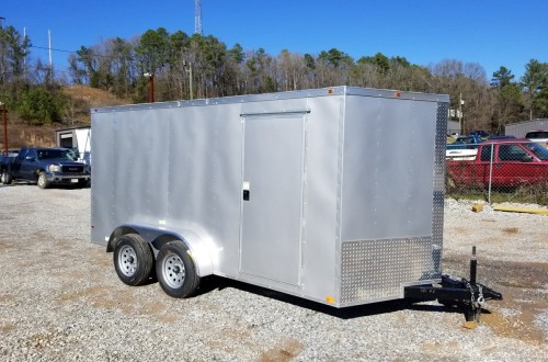 7x14 Silver Enclosed Tandem Axle Trailer