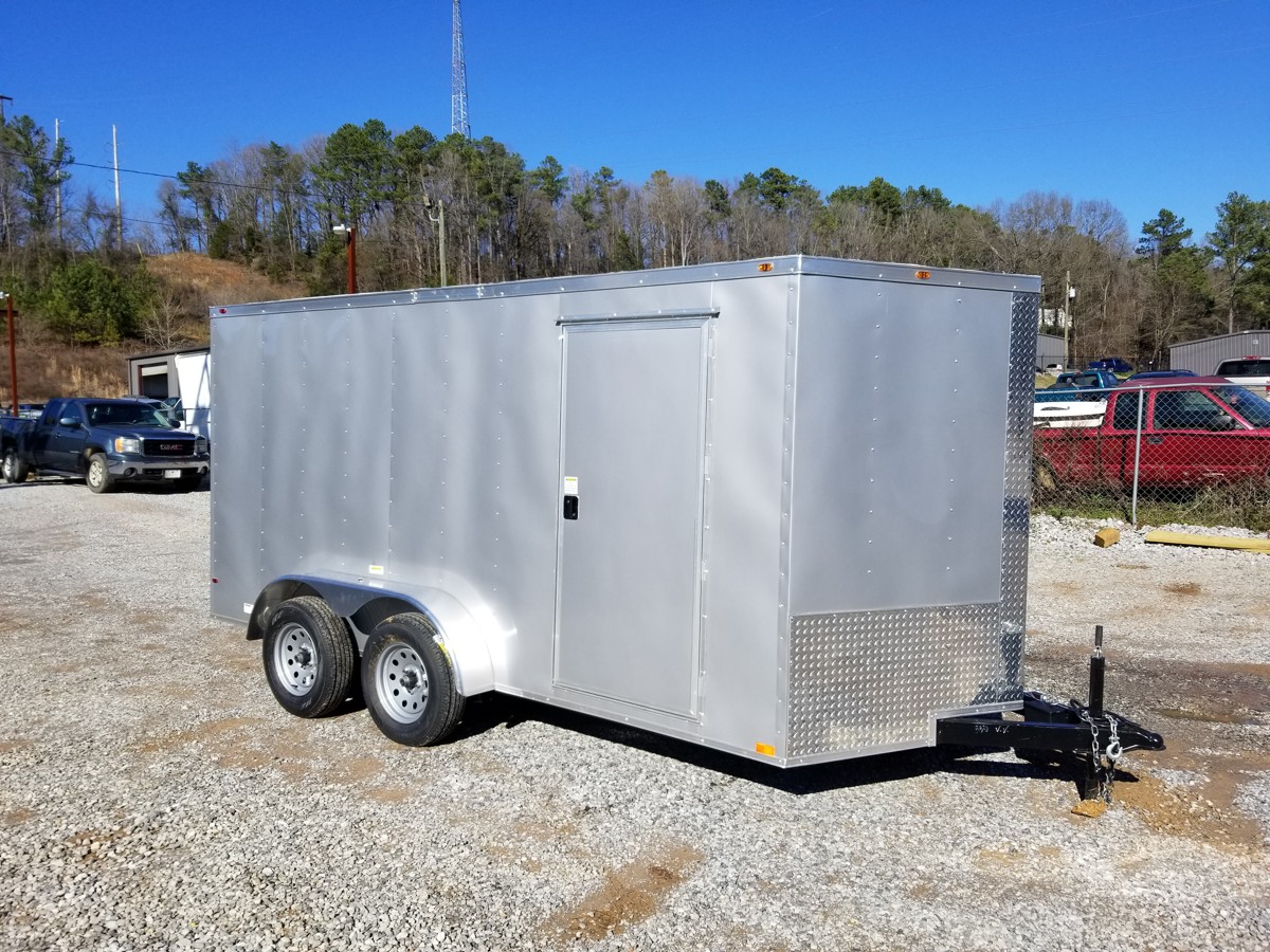 7x14 Silver Enclosed Tandem Axle Trailer