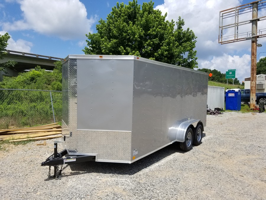 7x16 Silver Enclosed Tandem Axle Trailer