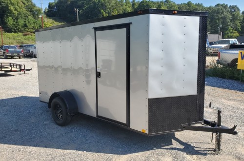 6x12 Black Out Silver Enclosed Trailer