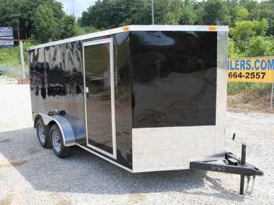 7x14 Enclosed Tandem Axle Trailer Black